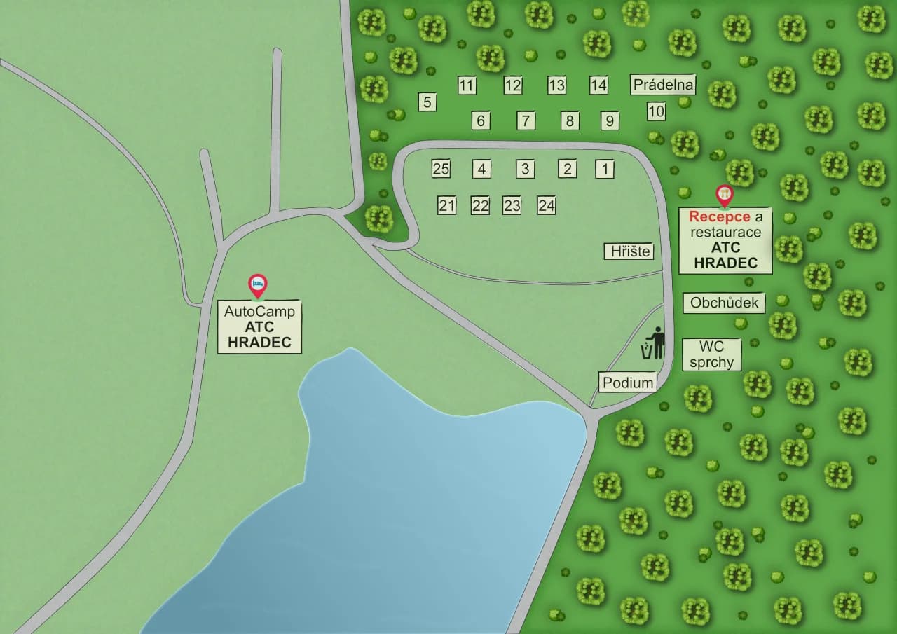 Mapa areálu ATC Hradec